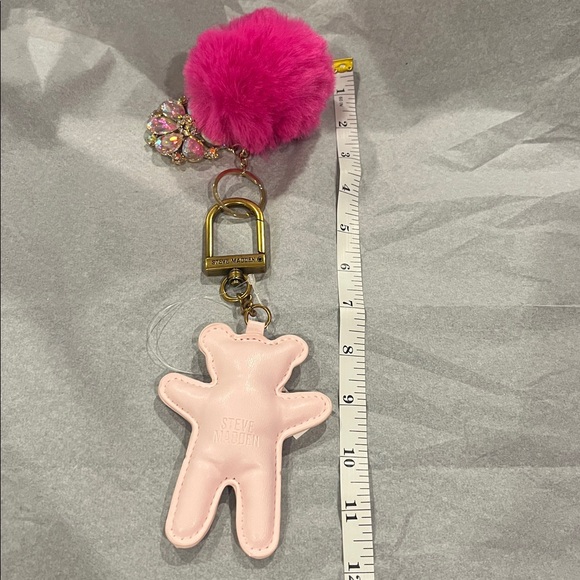 Steve Madden Pink Bear / Pom Pom Bling Bag Charm NWT - Picture 15 of 15